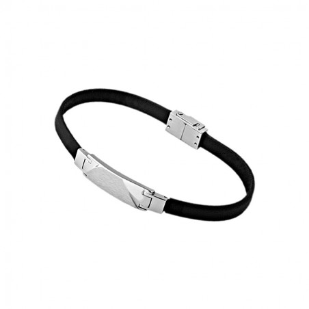 PULSERA DE CUERO Y ACERO PARA CABALLERO