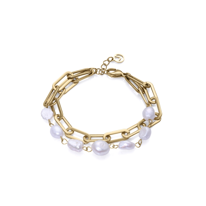 PULSERA VICEROY SEÑORA ACERO IP DORADO Y PERLAS NATURALES             