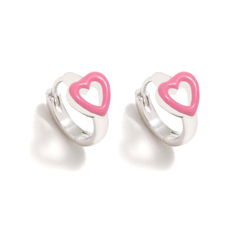 PENDIENTES PLATA AGATHA RUIZ DE LA PRADA FILO CORAZON ROSA            