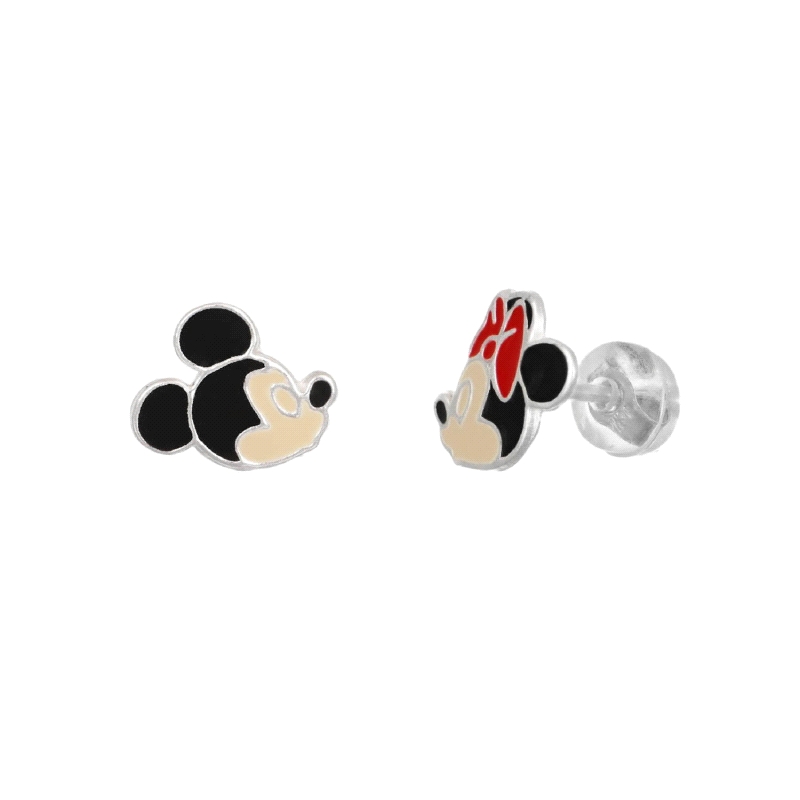 PENDIENTES PLATA DISNEY MICKEY Y MINNIE MOUSSE ESMALTE                