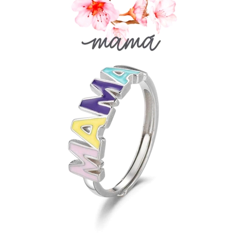 ANILLO PLATA MAMA ESMALTE AJUSTABLE                                   