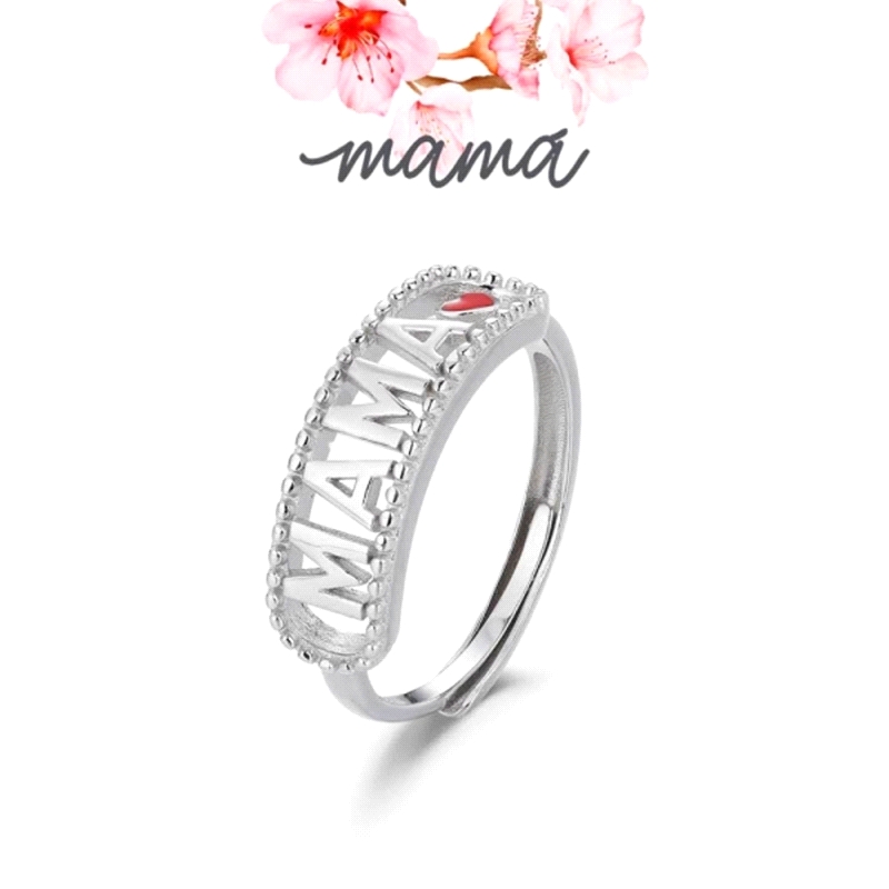 ANILLO PLATA RODIADA AJUSTABLE MAMA                                   