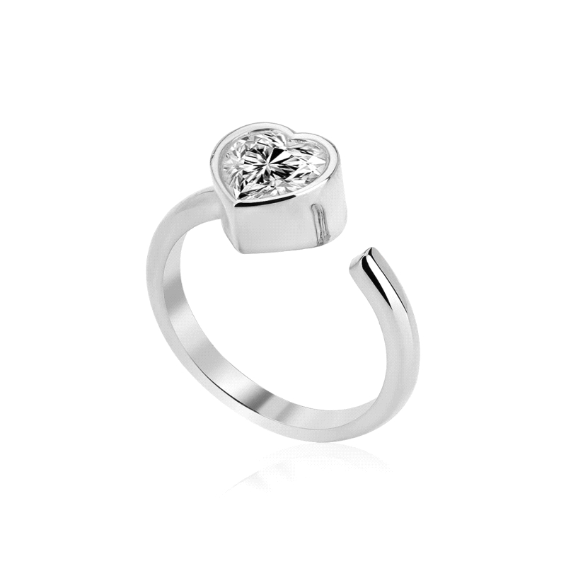 ANILLO PLATA COSAR AJUSTABLE CORAZON CIRCONITA BLANCA                 