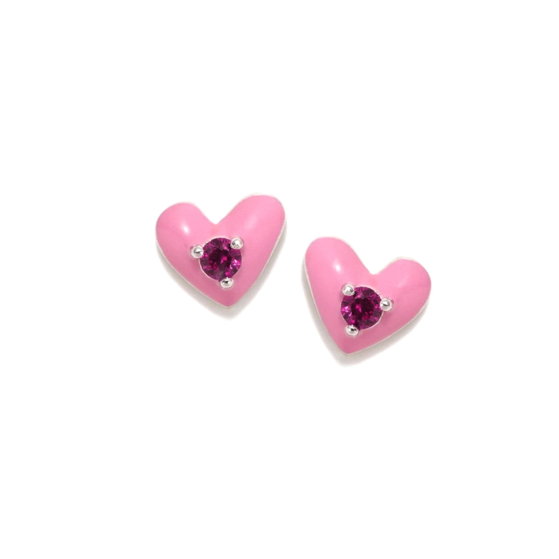 PENDIENTES PLATA AGATHA RUIZ DE LA PRADA CORAZON ROSA CANDIES         