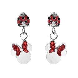 PENDIENTES ACERO DISNEY MINNIE MOUSSE MARIQUITA ROJA                  