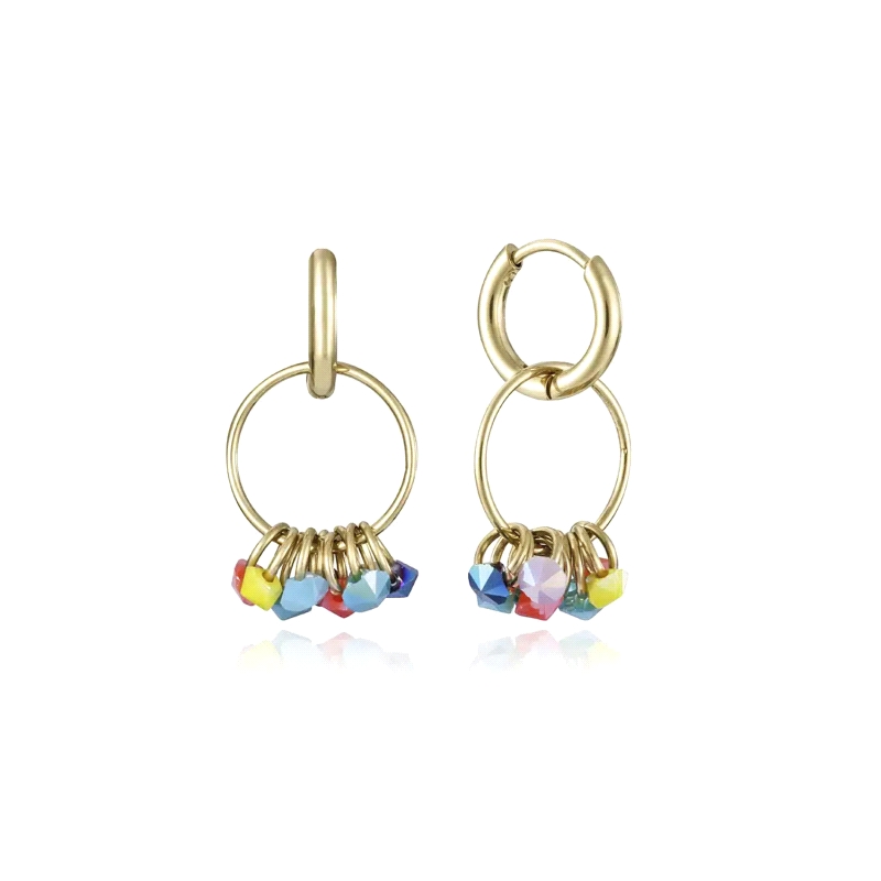 PENDIENTES VICEROY SEÑORA ACERO IP DORADO CRISTAL COLORES 14156E01019