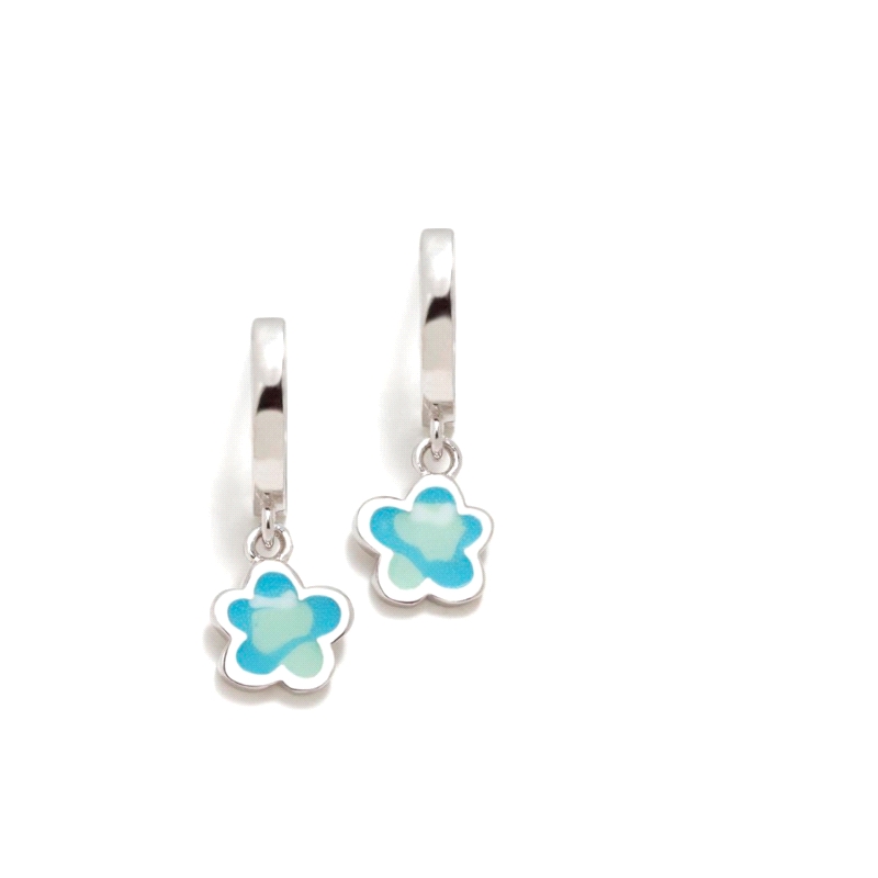 PENDIENTES PLATA AGATHA RUIZ DE LA PRADA FLOR AQUA AZULES             