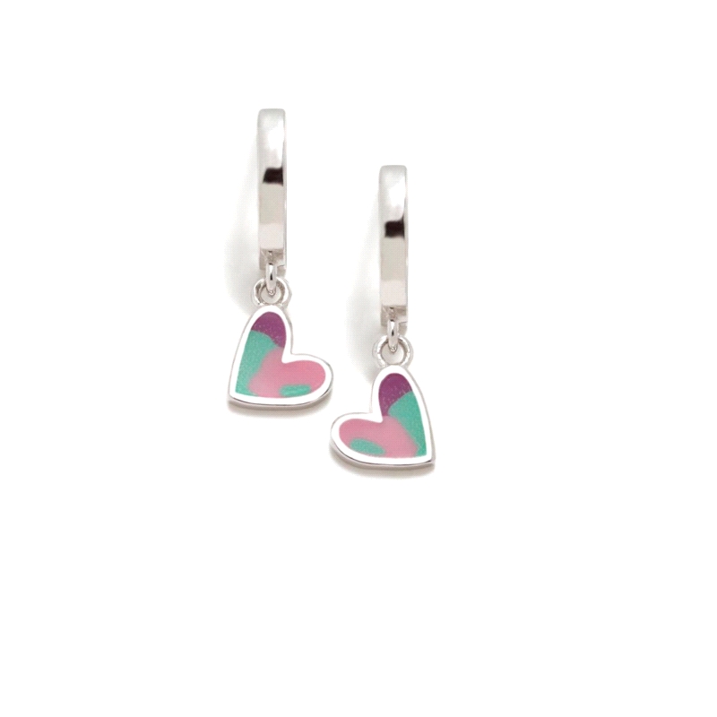 PENDIENTES PLATA AGATHA RUIZ DE LA PRADA CORAZON AQUA LILAS           