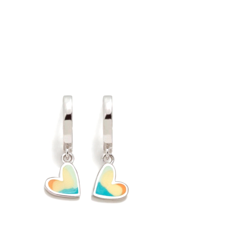 PENDIENTES PLATA AGATHA RUIZ DE LA PRADA CORAZON AQUA VERDES          