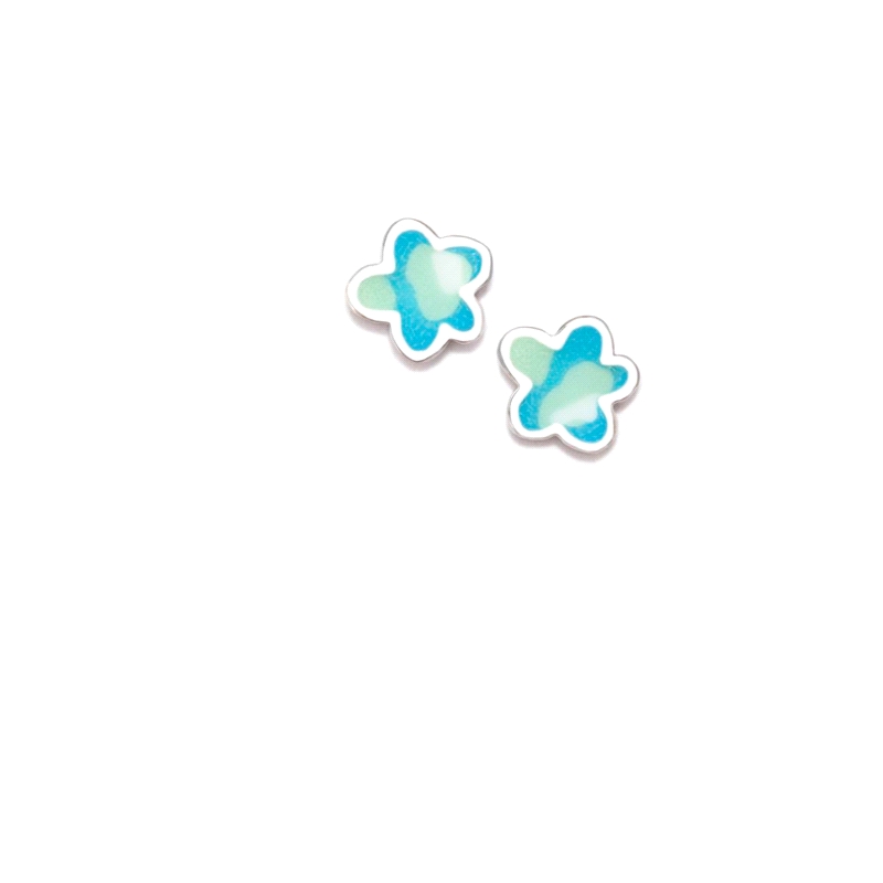 PENDIENTES PLATA AGATHA RUIZ DE LA PRADA FLOR AQUA AZULES             