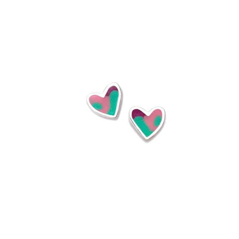 PENDIENTES PLATA AGATHA RUIZ DE LA PRADA CORAZON AQUA VERDES          