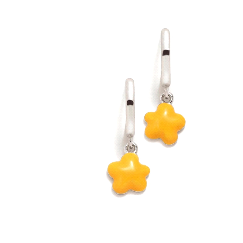 PENDIENTES PLATA AGATHA RUIZ DE LA PRADA ABECEDARIO FLOR AMARILLA     