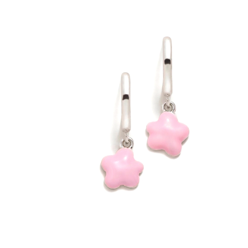 PENDIENTES PLATA AGATHA RUIZ DE LA PRADA ABECEDARIO FLOR ROSA         