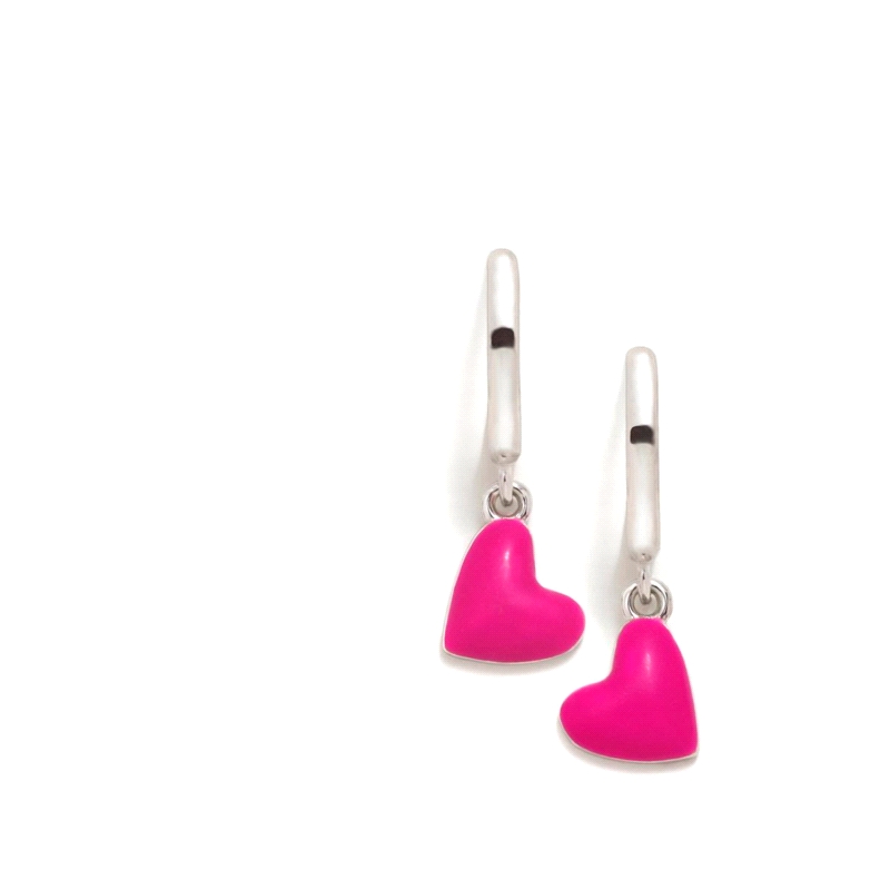 PENDIENTES PLATA AGATHA RUIZ DE LA PRADA CORAZON FUCSIA               