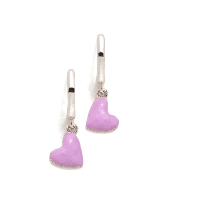 PENDIENTES PLATA AGATHA RUIZ DE LA PRADA ABECEDARIO CORAZON LILA      