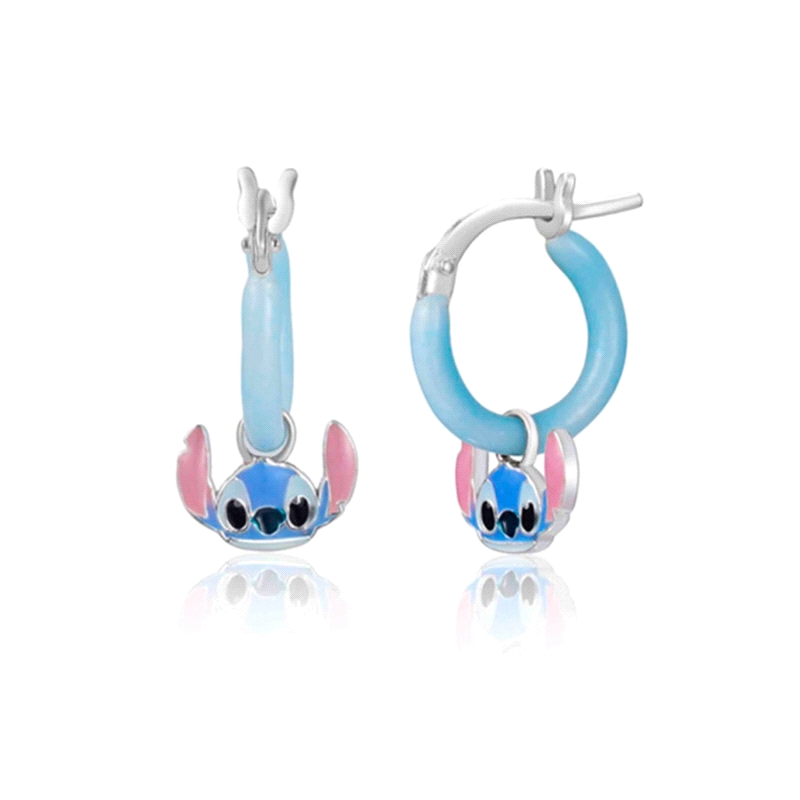 PENDIENTES PLATA DISNEY STITCH ARO ESMALTE                            