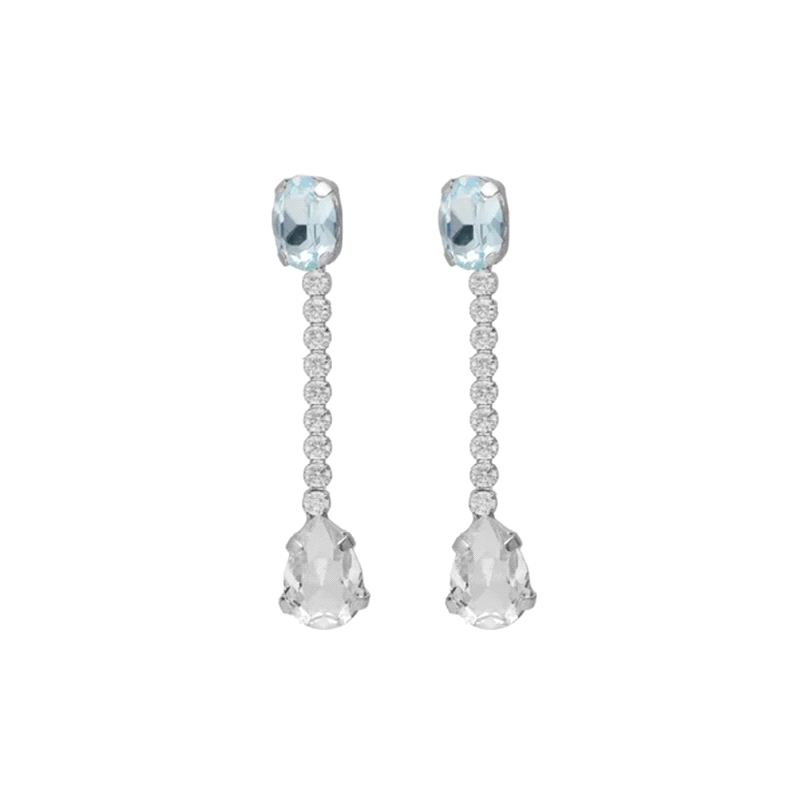 PENDIENTES PLATA VICTORIA CRUZ CLARITY CASCADA CRISTAL AZUL A5035-91HT