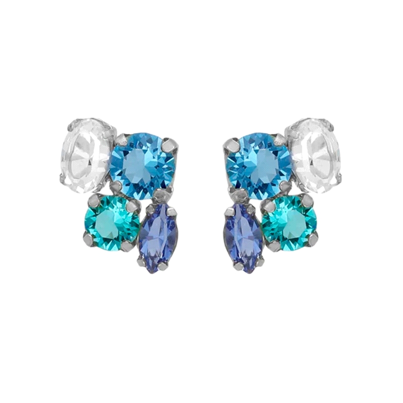 PENDIENTES PLATA VICTORIA CRUZ LISBON CRISTALES AZULES                