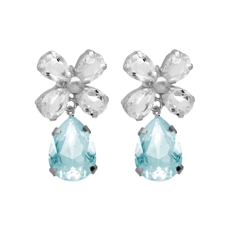 PENDIENTES PLATA VICTORIA CRUZ CLARITY FLOR CRISTAL BLANCO            