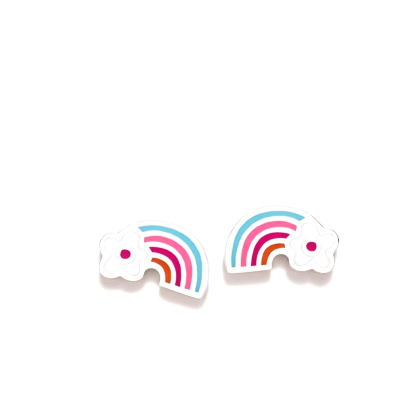 PENDIENTES PLATA AGATHA RUIZ DE LA PRADA ARCOIRIS FLOR BLANCA         