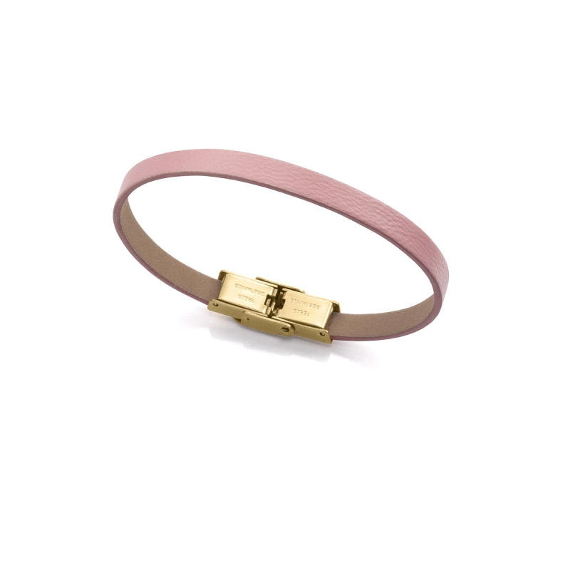 PULSERA VICEROY NIÑA ACERO IP DORADO Y PIEL ROSA 14270P01017          