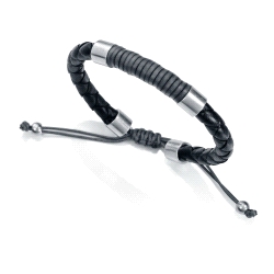 PULSERA METAL CHAP. PLATA Y PIEL SR FASH