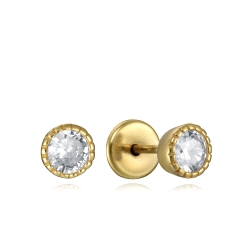 PENDIENTES BAÑO ORO CIRCONITA BISEL ROSCA BEBÉ