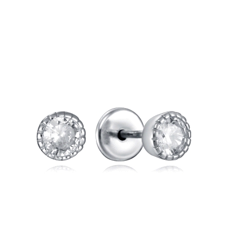PENDIENTES DE PLATA CIRCONITA BISEL ROSCA BEBÉ