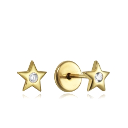 PENDIENTES BAÑO ORO ESTRELLA CIRCONITA ROSCA BEBÉ