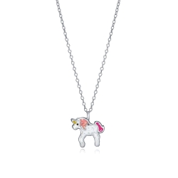 COLLAR DE PLATA UNICORNIO ESMALTE NIÑA