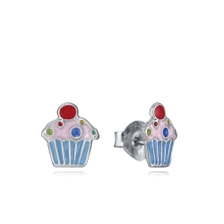 PENDIENTES DE PLATA 'CUPCAKE' ESMALTE NIÑA