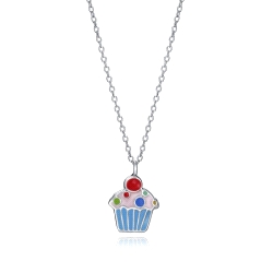COLLAR DE PLATA 'CUPCAKE' ESMALTE NIÑA