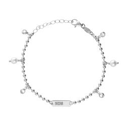 PULSERA PLATA VICTORIA CRUZ CADENA PERLA TALLA MINI DE MOTHER
