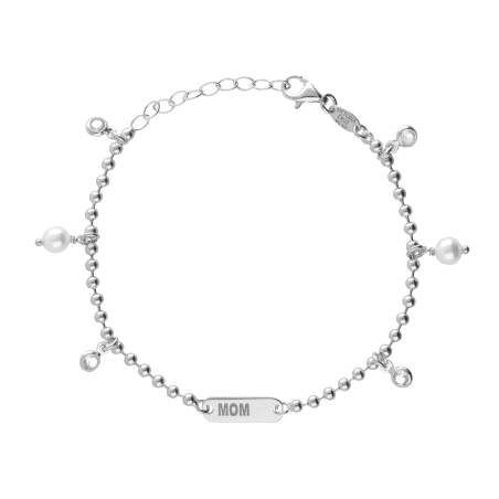 PULSERA PLATA VICTORIA CRUZ CADENA PERLA TALLA MINI DE MOTHER