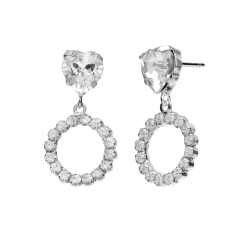 PENDIENTES PLATA VICTORIA CRUZ LARGOS CORAZON Y CIRCONITAS