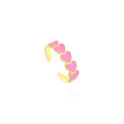 ANILLO PLATA CORAZONES ESMALTE ROSA