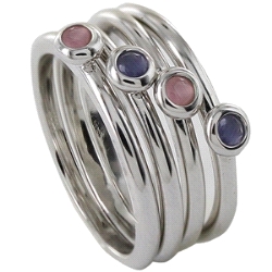 ANILLO QUEEN  CUATRO HILOS PIEDRAS COLOR