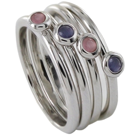 ANILLO QUEEN  CUATRO HILOS PIEDRAS COLOR