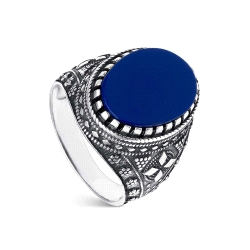 SELLO PLATA Y LAPIZLAZULI OVAL TALLA 20