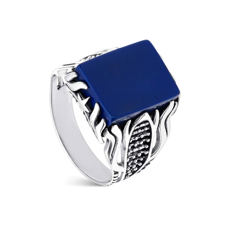 PLATA SELLO LAPISLAZULI RECTAMGULAR TALLA 24