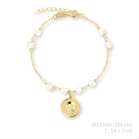 PULSERA PLATA Y PERLAS VIRGEN NIÑA