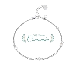 PULSERA PLATA NIÑA COMUNION CON PERLAS