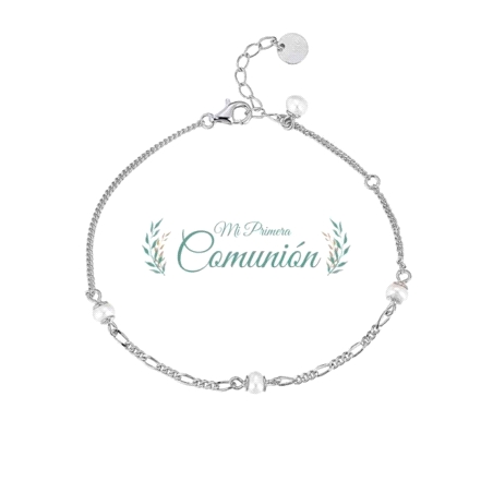 PULSERA PLATA NIÑA COMUNION CON PERLAS