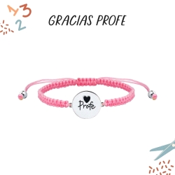 PULSERA PLATA MACRAME ROSA PROFE