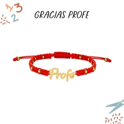 PULSERA PLATA MACRAMÉ PROFE DORADO