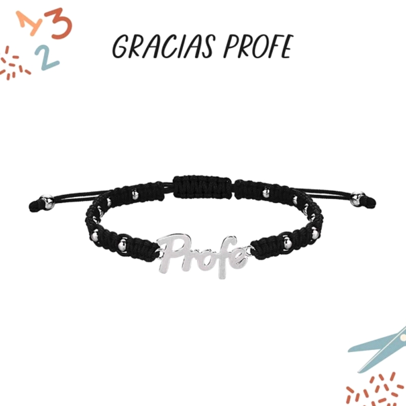 PULSERA PLATA MACRAMÉ PROFE