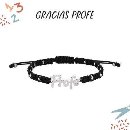 PULSERA PLATA MACRAMÉ PROFE