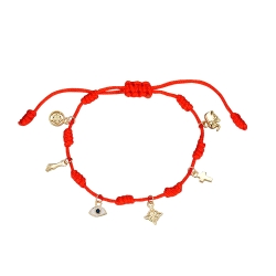 PULSERA PLATA 7 NUDOS ABALORIOS PROTECCION DORADO