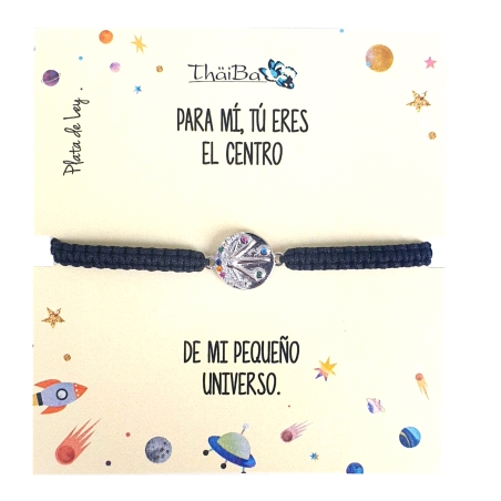 PULSERA THAIBA PLATA Y MACRAMÉ CENTRO UNIVERSO