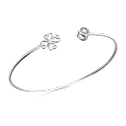 PULSERA PLATA BOBÖ RIGIDA TREBOL PERSONALIZADA
